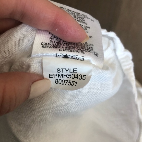 New ellen Tracy white linen button down shirt size small short sleeve blouse - Picture 7 of 9